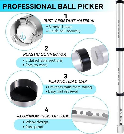 美国 BQKOZFIN 铝制高尔夫球取回器 高尔夫球拾取器上管 商品图2