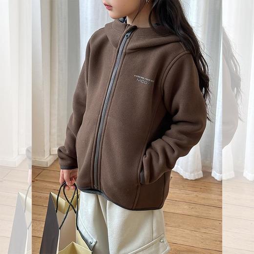 艾摩贝贝儿童软糯加厚精棉双面绒连帽卫衣冬复合260g卡拉绒毛外套 商品图4