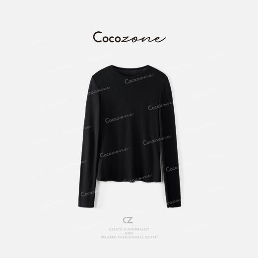 COCO ZONE 刘一一 100美莉诺羊毛圆领纯色长袖T恤 CD1A1365 商品图2