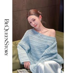 【孤品样衣，不退不换】【慵懒舒芙蕾】马海毛羊毛混纺宽松镂空洞洞罩衫外搭针织毛衣