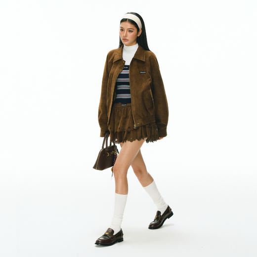 Ariseism 美式复古夹克外套短裙套装女秋冬新款两件套 商品图2