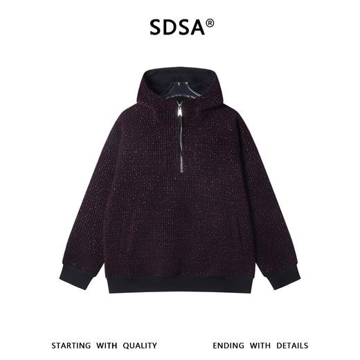 WY1516SDSA男士秋冬新款痞帅男装潮牌竖纹彩色刺绣半拉链连帽卫衣百搭 商品图1