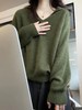克什米尔绿V领毛衣，Polo领+V字挖空的组合，显高显瘦，温柔又慵懒气质 商品缩略图3