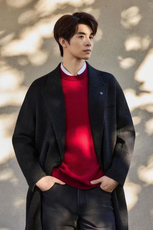 云仓 鄂尔多斯同款， 新年红本命年， 男士100%超细美丽诺羊毛 套头毛衣 商品图0