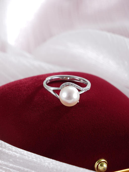 子佩集【霞光之舞】银S925珍珠戒指【HJYJZ006】8mm珠镀金缠绕交织2512 商品图1