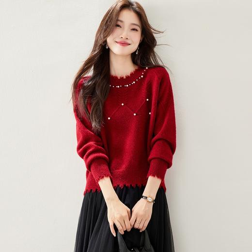 丁摩 慵懒风圆领毛衣女秋冬针织打底衫ML-2162 商品图5