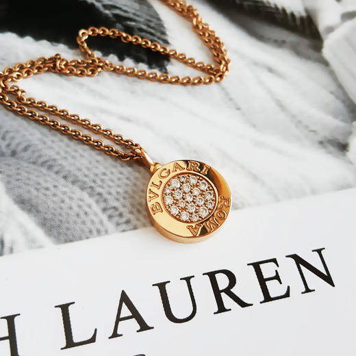 【98新】BVLGARI宝格丽BVLGARI BVLGARI系列35081518K玫瑰金黑玛瑙+满钻双面圆饼项链链长约44cm女士 151225NJS34 商品图3