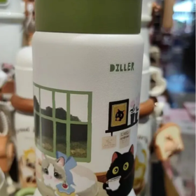 【超市】迪乐贝尔猫咖保温杯280ML 1个 绿色