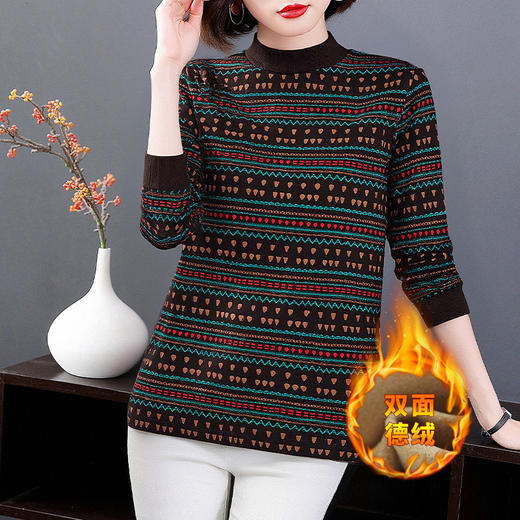 双面德绒半高领打底衫女士内搭新款冬季大码长袖t恤加厚保暖上衣 商品图2