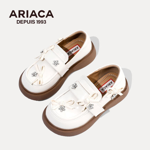 ARIACA艾芮苏儿童公主鞋单鞋秋季新款水钻演出乐福鞋女童黑色皮鞋 商品图2