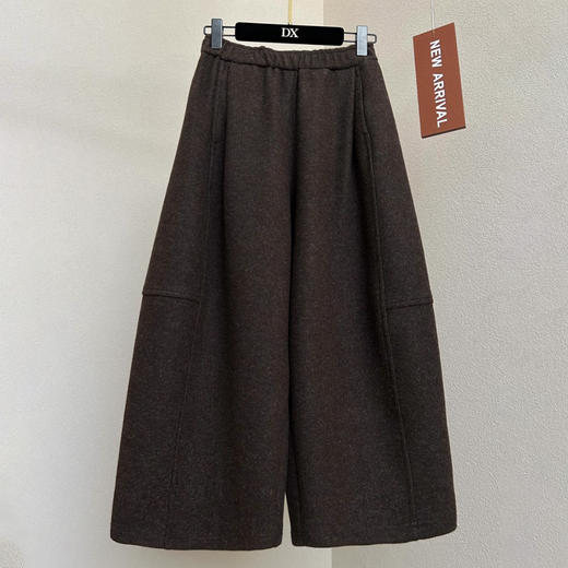 百媚生 毛呢裤女加厚七分裤阔腿裤保暖女裤5111 商品图3