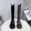 赵露si同款长靴子高筒厚底增高马蹄跟机车靴骑士靴女ins潮35-40 商品缩略图2