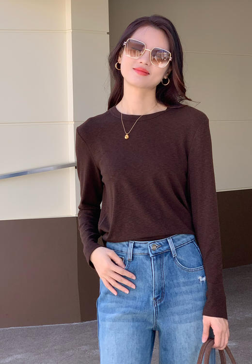 【百图lulu定制】【宝藏T】六色 百搭暖糯 细腻 高弹 不透肉 长袖T恤 商品图3