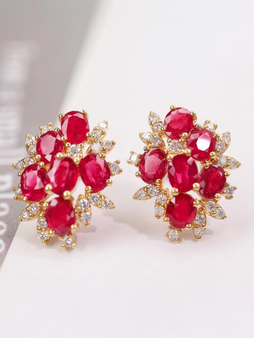 2.7ct刻面红宝石耳钉 商品图3