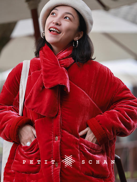 PETIT SCHAN小闪 CLO#1005 Coloured-Cloud Brocade Robe 云锦衣 真丝丝绒羊毛新中式新年棉服 商品图0