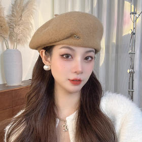 雀说英伦羊毛呢复古贝雷帽子女秋冬韩国钉珠蓓蕾帽气质名媛画家帽子潮ALW47324