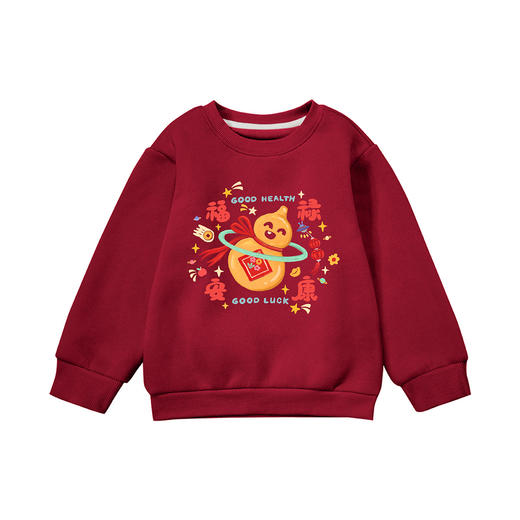 59.9 任选2件 马年儿童拜年服女童冬季加绒卫衣女宝新年上衣女孩红色过年童套装 商品图9