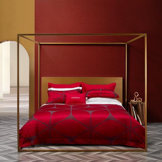 恐龙家纺XX 【欧布拉】80S全棉色织提花婚庆四件套（线下专柜款） 商品图0