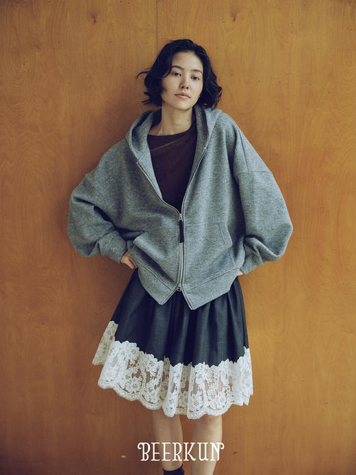 [特价]浪漫芭蕾蕾丝 蓬蓬半身裙 复合双层羊毛 法国睫毛浮雕 巴黎灰 商品图0