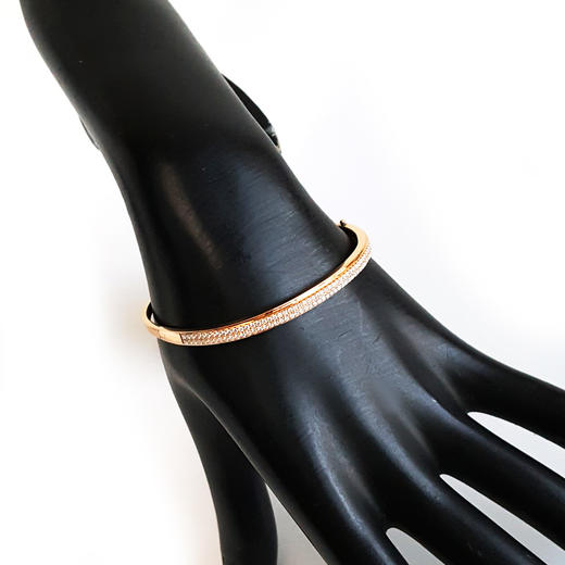 【天然正品】通灵珠宝AU750玫瑰金经典时尚群镶满天星钻石手镯57.5号（皆取最大值） 151225NJS27 商品图6