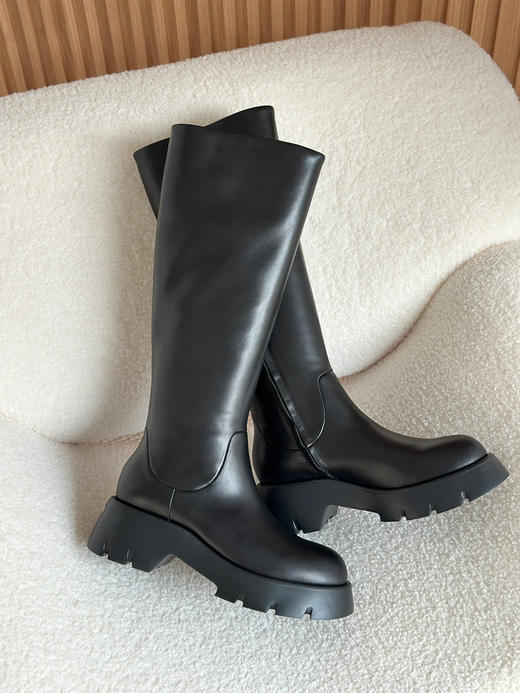 1222-3 渠道货 秦岚同款 GR头层小牛皮 超轻发泡厚底 炒鸡软糯高筒靴  长靴 商品图13