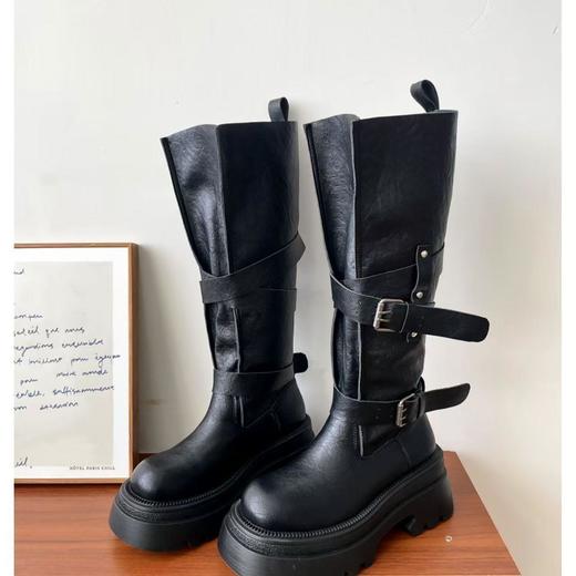 女士气质超火复古百搭皮带扣长筒靴美拉德不过膝靴子女款秋冬新款35-40 商品图1