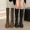女士弹力长筒靴骑士增高小个子瘦瘦靴子新款松糕厚底高筒辣妹女真长靴35-40 商品缩略图0
