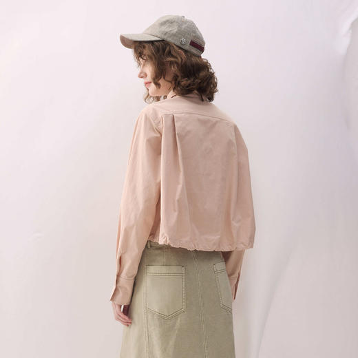 谜底大廓形衬衣长袖2026春季新品短截式趣味百搭衬衫女261MC0072 商品图2