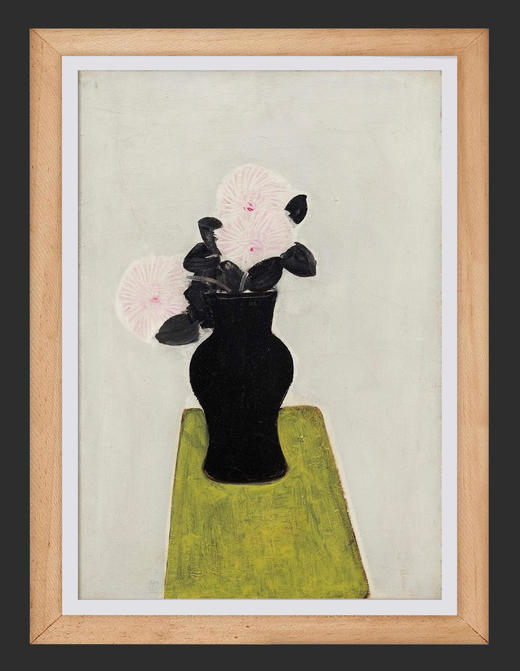 独角鹿西洋古董2018年中国台湾耿画廊授权制作出品著名旅法艺术家常玉签名创作限量版画作品《黑瓶与菊花》 商品图1