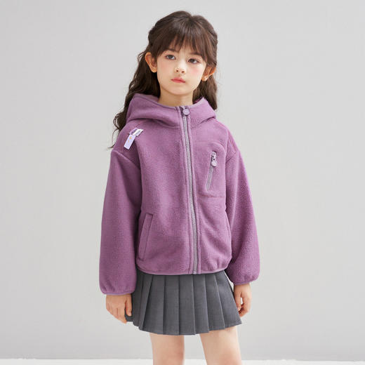 笛莎Deesha 2026春季女童时尚休闲双面摇粒绒连帽外套 商品图1