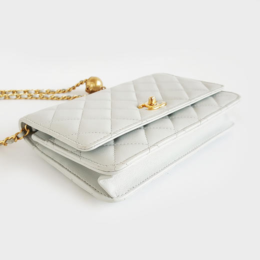 【95新】CHANEL香奈儿AP1450 B02916 NL30323C浅灰蓝色金球woc链条包单肩斜挎包女士 151225NJS20 商品图6