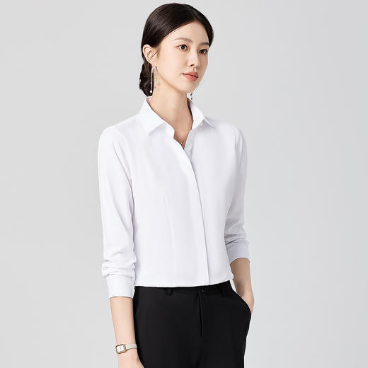 【40棉】罗蒙女士长袖衬衫职场干练气质商务通勤时尚长袖衬衣女 商品图4