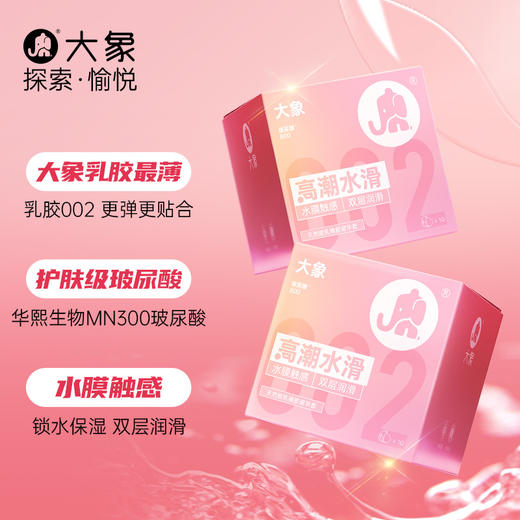 【华熙生物玻尿酸 002极薄】大象水滑小粉钻玻尿酸安全套避孕套 3只/10只 商品图0
