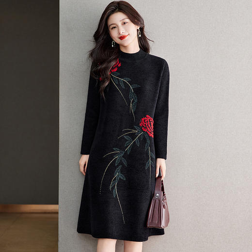 丁摩 气质连衣裙秋冬印花毛衣裙2800 商品图5