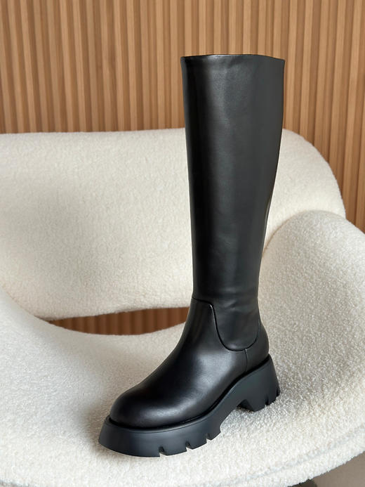 1222-3 渠道货 秦岚同款 GR头层小牛皮 超轻发泡厚底 炒鸡软糯高筒靴  长靴 商品图2