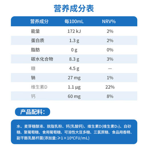 乐多活菌型乳酸菌富含铁乳饮品 低糖蓝瓶100ml*5瓶*4 商品图4