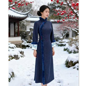 GX现代时尚新中式年轻款长袖旗袍2025冬季新款加厚日常可穿修身旗袍