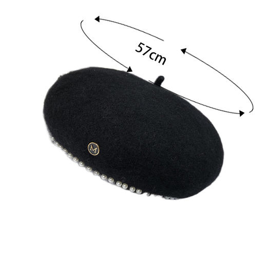 雀说英伦羊毛呢复古贝雷帽子女秋冬韩国钉珠蓓蕾帽气质名媛画家帽子潮ALW47324 商品图4