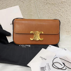 Celine 凯旋门 马鞍皮 焦糖色 金扣  斜挎包