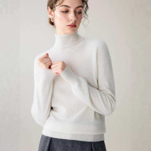 「高货rig」全新升级【铂金会员551/天猫739/差价188】(30544)洛诗琳一线成型半高领羊绒衫2025冬季纯色百搭针织毛衣 商品图3