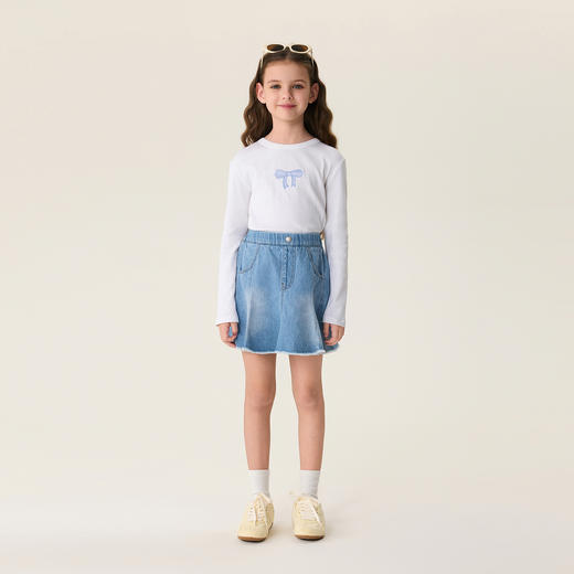 马克珍妮蓝调丹宁女童A版牛仔半裙2026年春装新款560176 商品图1