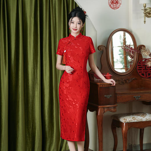 GX婚宴大码礼服2025夏季新款蕾丝旗袍回娘家显瘦修身改良国风旗袍裙 商品图3