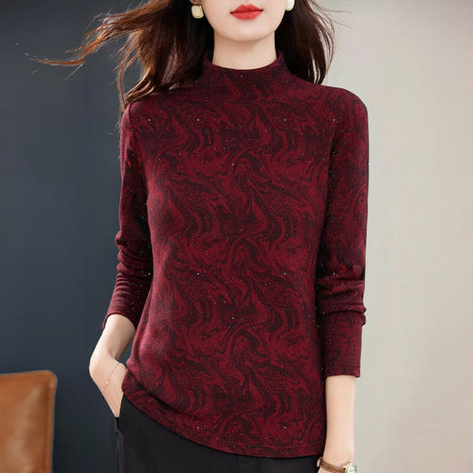 半高领打底衫女冬季新款气质洋气上衣大码显瘦长袖内搭休闲胖mm 商品图3