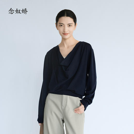 【商场同款】CNK5B47 “ 低调柔美毛衫 ” 纯羊毛荡领毛衫上身轻熟柔美 商品图0