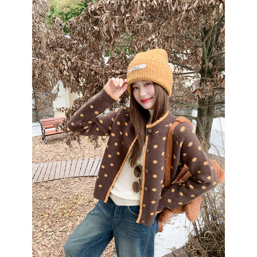 <曾小咸推荐>现货秒杀 ！微信超特价！复古波点毛衣开衫 日常209.99 立减120 秒杀89.99！！ 商品图2