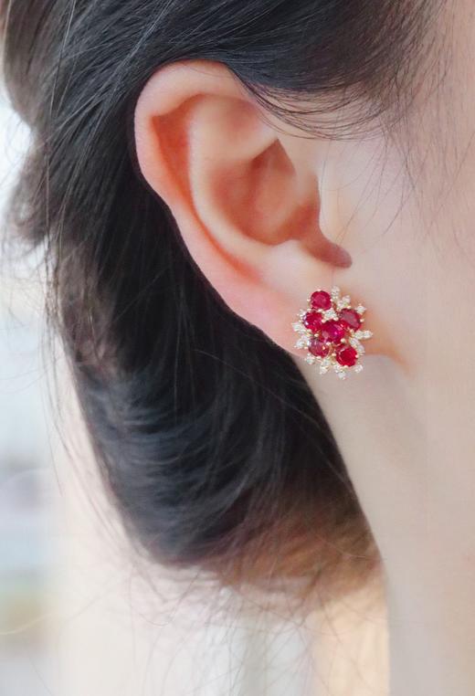 2.7ct刻面红宝石耳钉 商品图4