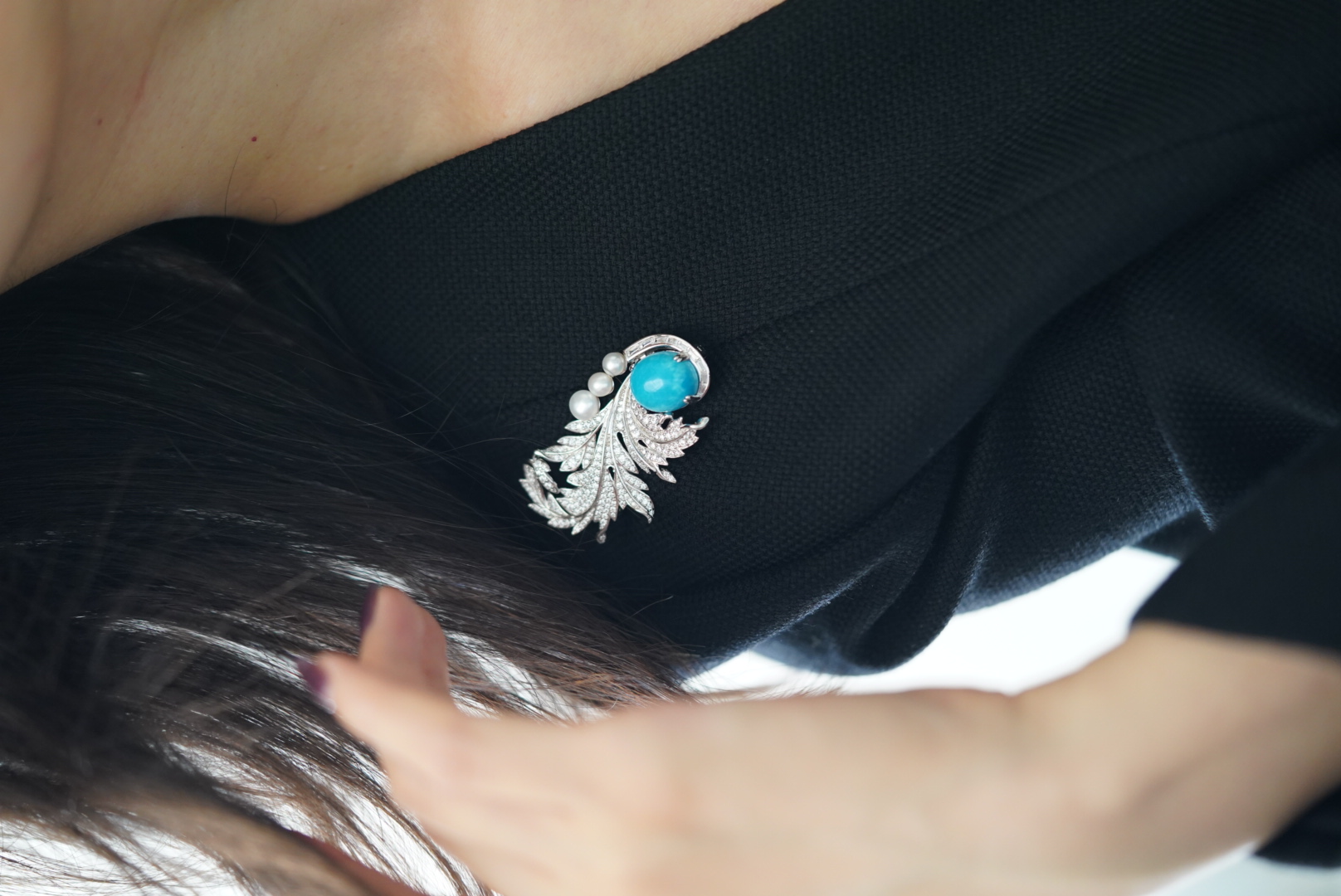 高定胸花【蓝羽】