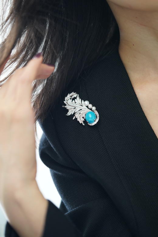 高定胸花【蓝羽】 商品图0