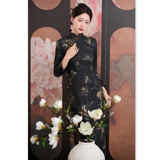 GX老上海复古中国风大码旗袍2025冬季新款加绒中式旗袍 商品图3