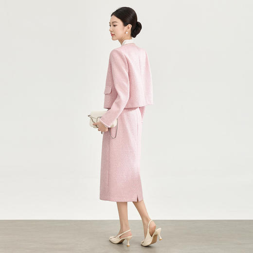 「高货wl」全新升级【铂金会员349/天猫469/差价120】(99841)洛诗琳2025秋冬亮丝编织粗花呢小香风外套亮片半裙两件套 商品图1